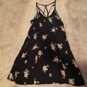 Strappy Black Floral Mini Dress